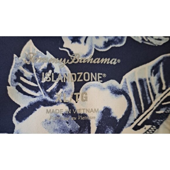 Womens Tommy Bahama IslandZone Top Aubrey Blue Floral Tropical Sleeveless Zip XL - Picture 3 of 5